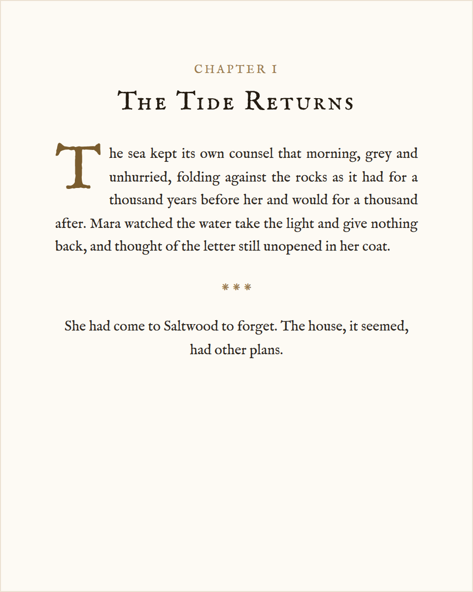 Chapter opener in the Antique theme, an old-press small-caps layout for historical reprints