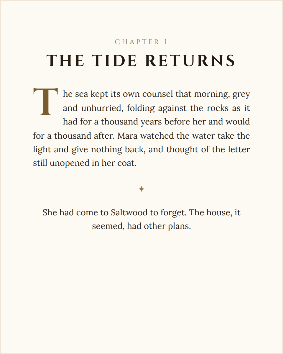 Chapter opener in the Fantasy theme, a bold dramatic layout with a small-caps display title